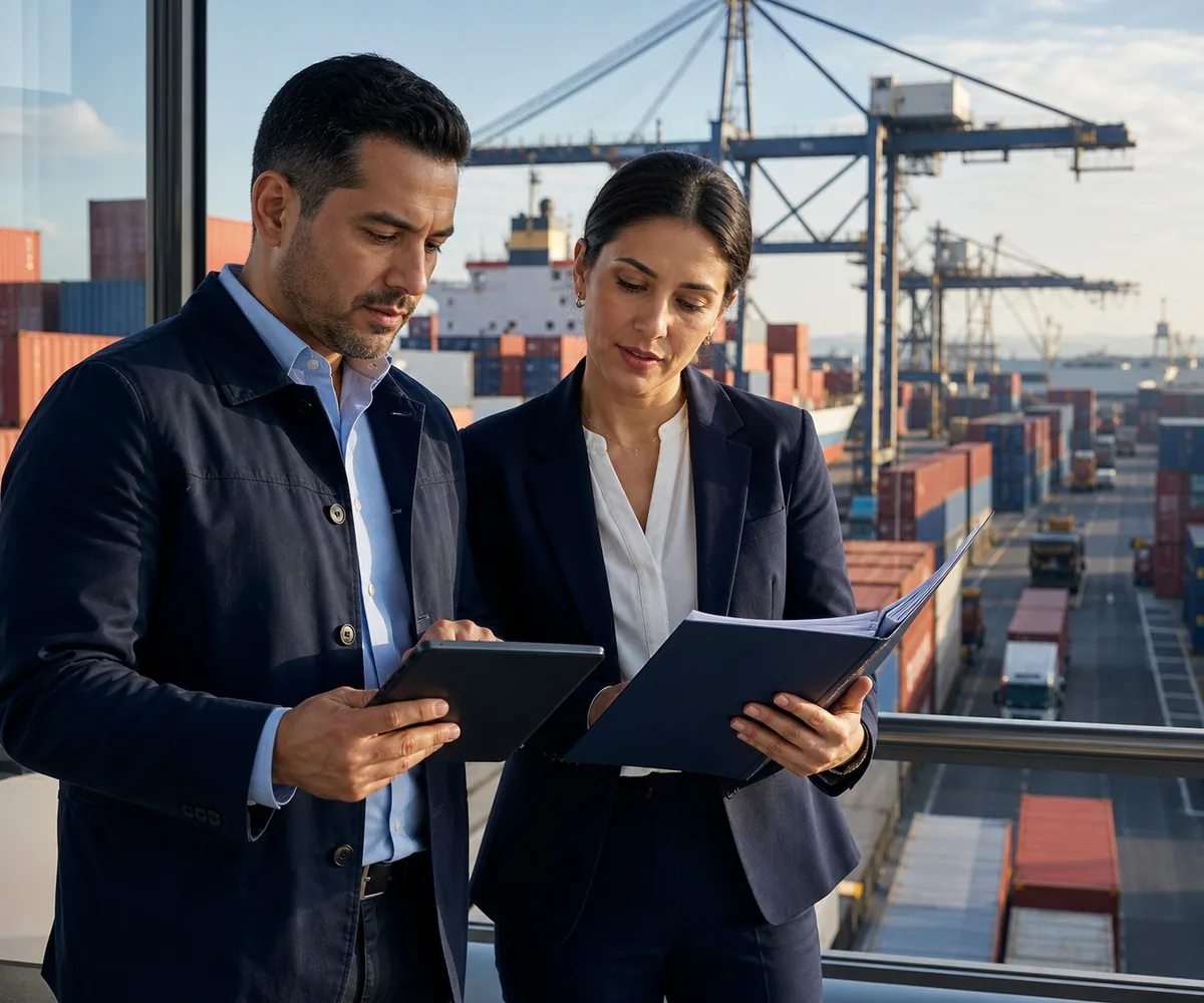 Foreign trade advisors at a container port